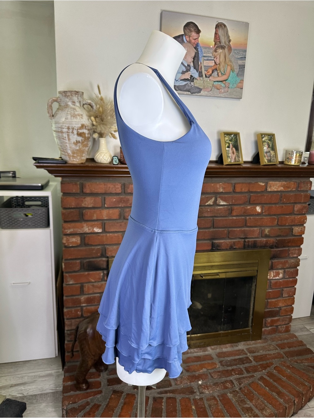 Blue Sleeveless Tiered Skort Dress - Picture 7 of 9